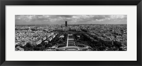 Framed Aerial view of a city, Eiffel Tower, Paris, Ile-de-France, France Print