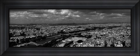 Framed Aerial view of a river passing through a city, Seine River, Paris, Ile-de-France, France Print
