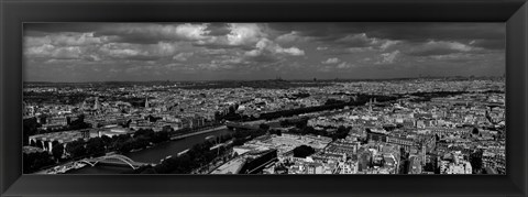 Framed Aerial view of a river passing through a city, Seine River, Paris, Ile-de-France, France Print