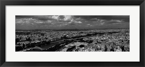 Framed Aerial view of a river passing through a city, Seine River, Paris, Ile-de-France, France Print