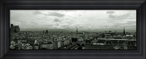 Framed Aerial view of a river passing through a city from Notre Dame de Paris, Seine River, Paris, Ile-de-France, France Print