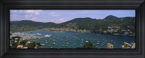 Framed High angle view of boats at a port, Port D&#39;Andratx, Majorca, Balearic Islands, Spain Print