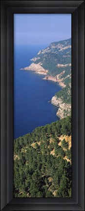 Framed High angle view of a coastline, Mirador De Ricardo Roca, Serra De Tramuntana, Majorca, Balearic Islands, Spain Print
