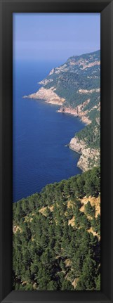 Framed High angle view of a coastline, Mirador De Ricardo Roca, Serra De Tramuntana, Majorca, Balearic Islands, Spain Print