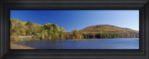 Framed Lake in front of mountains, Arrowhead Mountain Lake, Chittenden County, Vermont, USA Print