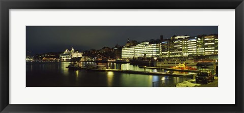 Framed Buildings in a city lit up at night, Sodermalm, Slussplan, Stockholm, Sweden Print