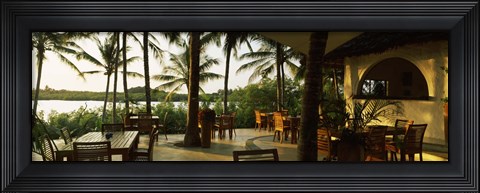 Framed Restaurant surrounded with palm trees, Pilipan Restaurant, Watamu, Coast Province, Kenya Print