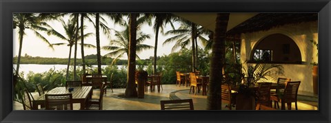 Framed Restaurant surrounded with palm trees, Pilipan Restaurant, Watamu, Coast Province, Kenya Print