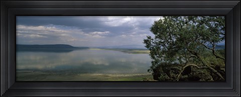 Framed Reflection of clouds in water, Lake Nakuru, Great Rift Valley, Lake Nakuru National Park, Kenya Print