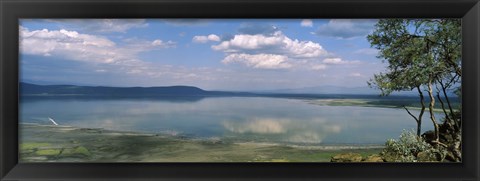 Framed Reflection of clouds in water, Lake Nakuru, Lake Nakuru National Park, Great Rift Valley, Kenya Print