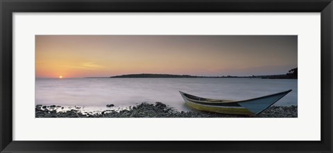 Framed Boat at the lakeside, Lake Victoria, Great Rift Valley, Kenya Print