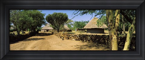 Framed Stone wall along a dirt road, Thimlich Ohinga, Lake Victoria, Great Rift Valley, Kenya Print