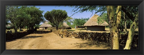 Framed Stone wall along a dirt road, Thimlich Ohinga, Lake Victoria, Great Rift Valley, Kenya Print