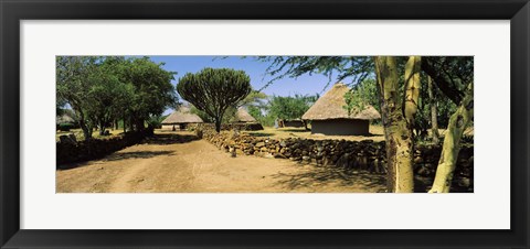 Framed Stone wall along a dirt road, Thimlich Ohinga, Lake Victoria, Great Rift Valley, Kenya Print