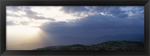 Framed Sunbeams radiating through clouds, Great Rift Valley, Kenya Print