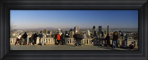 Framed Tourists at an observation point, Chalet du Mont-Royal, Mt Royal, Kondiaronk Belvedere, Montreal, Quebec, Canada Print