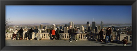 Framed Tourists at an observation point, Chalet du Mont-Royal, Mt Royal, Kondiaronk Belvedere, Montreal, Quebec, Canada Print