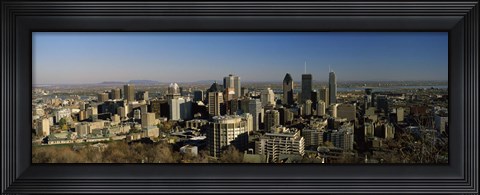 Framed Aerial view of skyscrapers in a city from Chalet du Mont-Royal, Mt Royal, Kondiaronk Belvedere, Montreal, Quebec, Canada Print