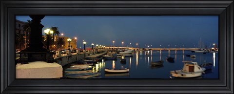 Framed Boats at a harbor, Bari, Itria Valley, Puglia, Italy Print