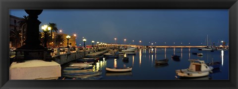 Framed Boats at a harbor, Bari, Itria Valley, Puglia, Italy Print