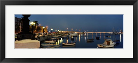 Framed Boats at a harbor, Bari, Itria Valley, Puglia, Italy Print