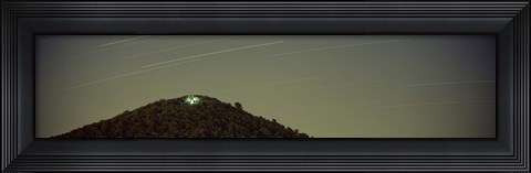 Framed Low angle view of star trails over a mountain peak, Echo Mountain, Piediluco Lake, Terni, Umbria, Italy Print