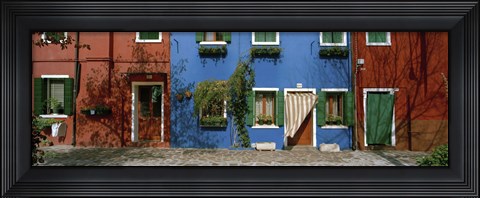 Framed Facade of houses, Burano, Veneto, Italy Print