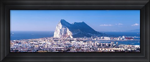 Framed City with a cliff in the background, Rock Of Gibraltar, Gibraltar, Spain Print