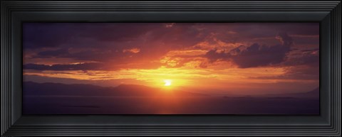 Framed Sunset over the sea, Aegina, Saronic Gulf Islands, Attica, Greece Print