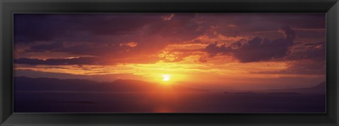 Framed Sunset over the sea, Aegina, Saronic Gulf Islands, Attica, Greece Print