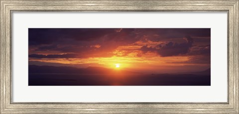 Framed Sunset over the sea, Aegina, Saronic Gulf Islands, Attica, Greece Print