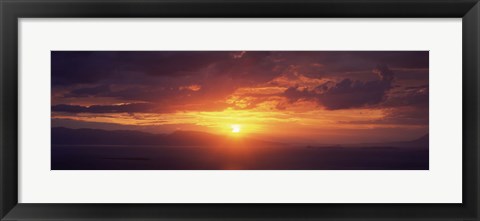 Framed Sunset over the sea, Aegina, Saronic Gulf Islands, Attica, Greece Print