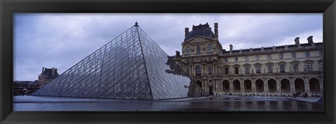 Framed Pyramid in front of a museum, Louvre Pyramid, Musee Du Louvre, Paris, France Print