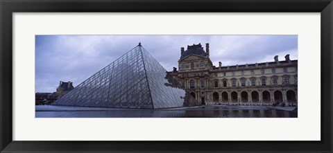 Framed Pyramid in front of a museum, Louvre Pyramid, Musee Du Louvre, Paris, France Print