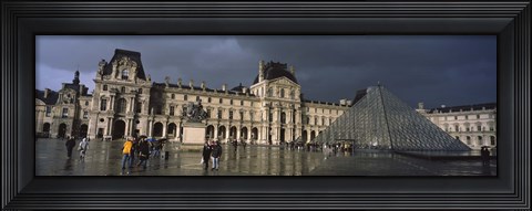 Framed Louvre Museum on a rainy day, Paris, France Print