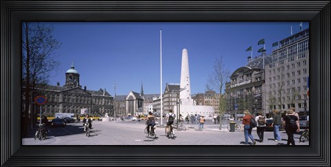 Framed Group of people at a town square, Dam Square, Amsterdam, Netherlands Print