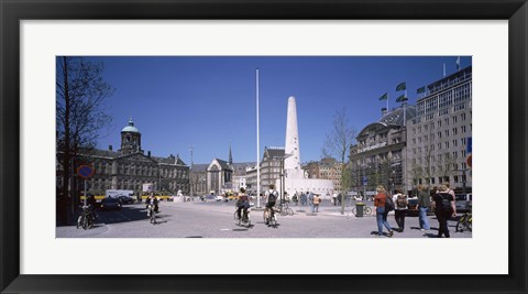 Framed Group of people at a town square, Dam Square, Amsterdam, Netherlands Print