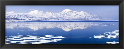 Framed Reflection of a mountain range in an ocean, Bellsund, Spitsbergen, Svalbard Islands, Norway Print