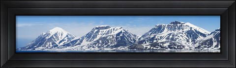 Framed Ocean with a mountain range in the background, Bellsund, Spitsbergen, Svalbard Islands, Norway Print
