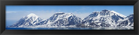 Framed Ocean with a mountain range in the background, Bellsund, Spitsbergen, Svalbard Islands, Norway Print