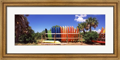 Framed Kayaks, Gulf Of Mexico, Florida, USA Print