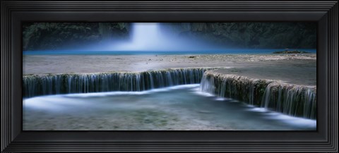 Framed Waterfall in a forest, Mooney Falls, Havasu Canyon, Havasupai Indian Reservation, Grand Canyon National Park, Arizona, USA Print
