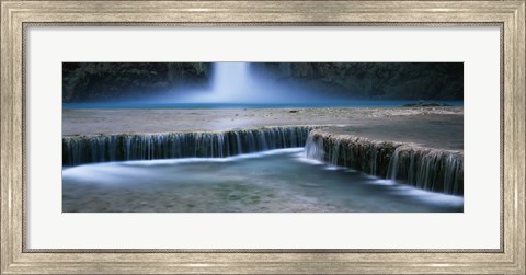 Framed Waterfall in a forest, Mooney Falls, Havasu Canyon, Havasupai Indian Reservation, Grand Canyon National Park, Arizona, USA Print