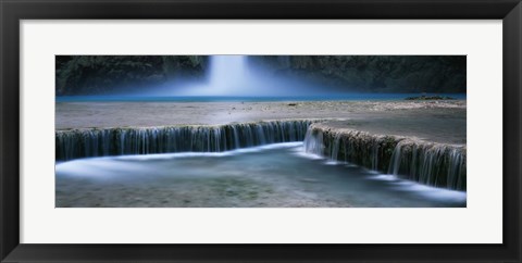 Framed Waterfall in a forest, Mooney Falls, Havasu Canyon, Havasupai Indian Reservation, Grand Canyon National Park, Arizona, USA Print