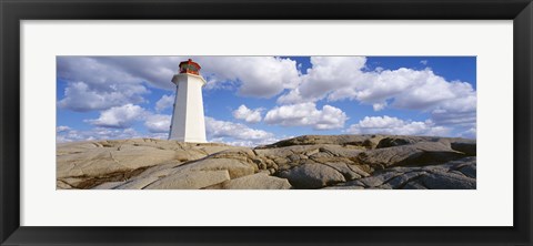 Framed Low Angle View Of A Lighthouse, Peggy&#39;s Cove, Nova Scotia, Canada Print