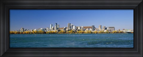 Framed View of Montreal Skyline and the Saint Lawrence River with Mount Royal in the background, Montreal, Quebec, Canada Print