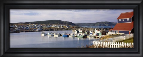 Framed Boats in a harbor, Bonavista Harbour, Newfoundland, Newfoundland And Labrador, Canada Print