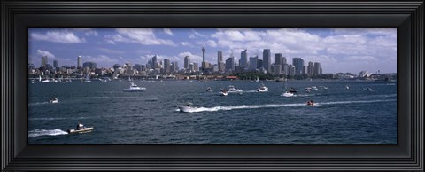 Framed Boats in the sea, Sydney Harbor, Sydney, New South Wales, Australia Print