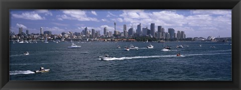 Framed Boats in the sea, Sydney Harbor, Sydney, New South Wales, Australia Print