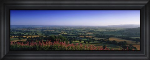 Framed Trees on a landscape, Uley, Cotswold Hills, Gloucestershire, England Print